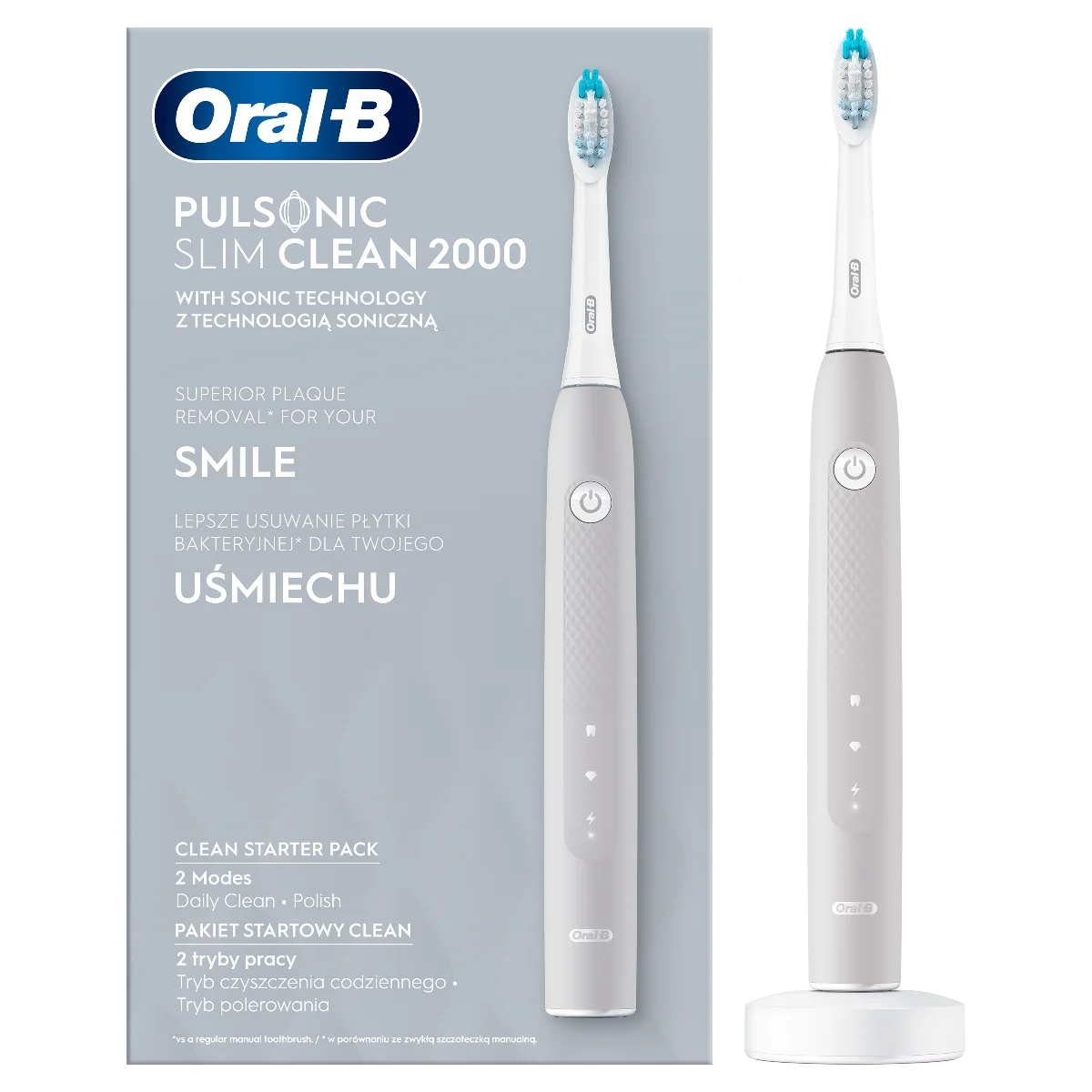 Oral B Elektrická kefka Pulsonic Slim clean 2 000 Silver 1×1 ks, elektrická zubná kefka