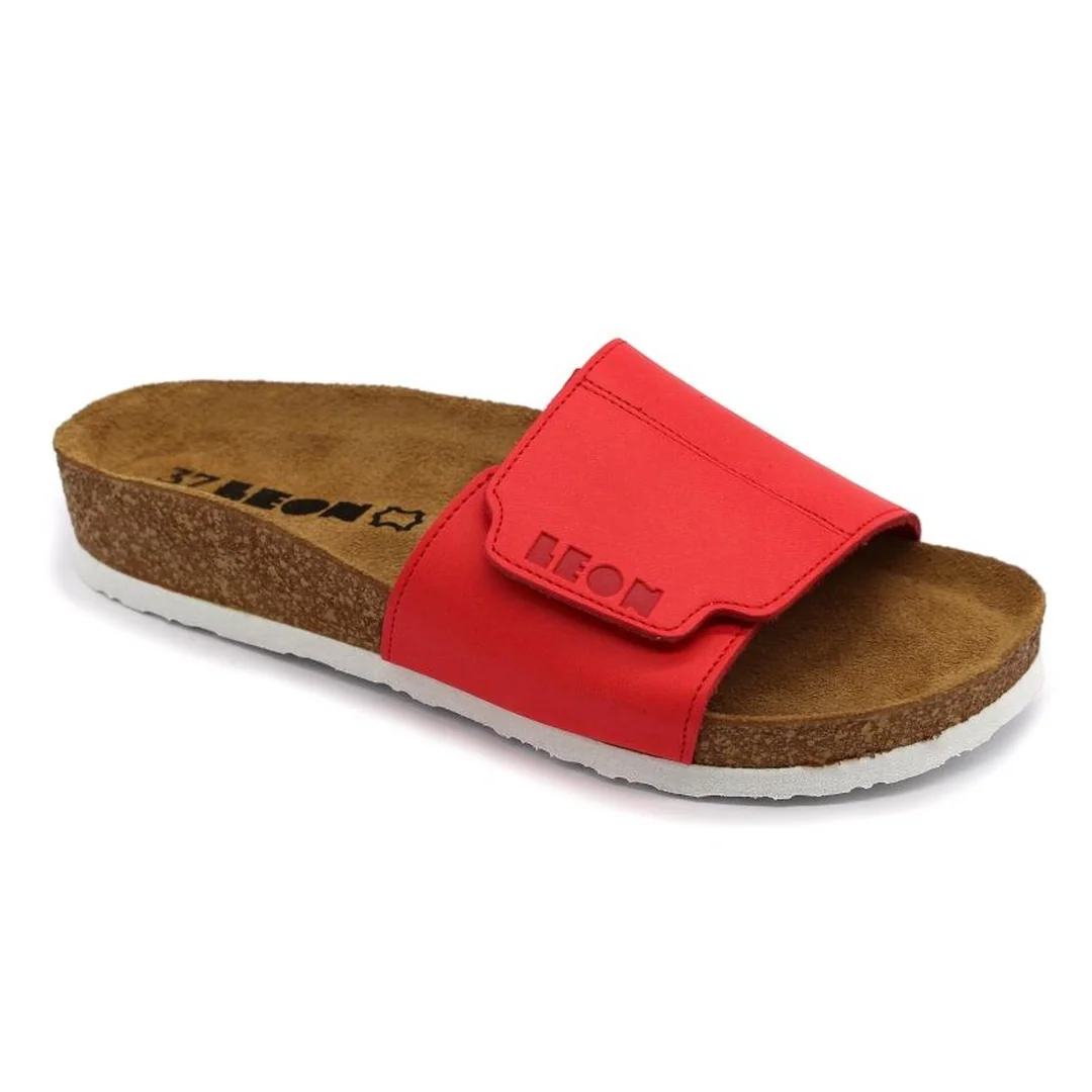 Leon 4022 Dámska zdravotná celokožená obuv s prackou 41 - 26cm, červená, 2,0 cm