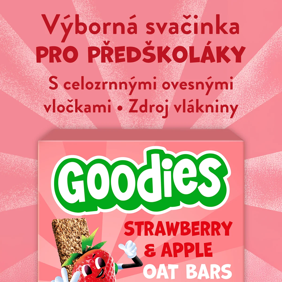 Goodies ovsená tyčinka jahody a jablko MLTP 6×23 g, ovsená tyčinka