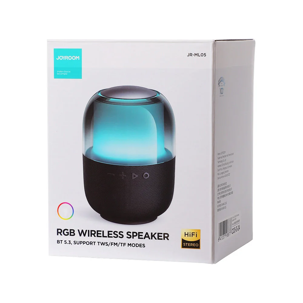 Joyroom JR-ML05 bezdrôtový reproduktor RGB, čierny 8W, USB Type-C, TF Slot