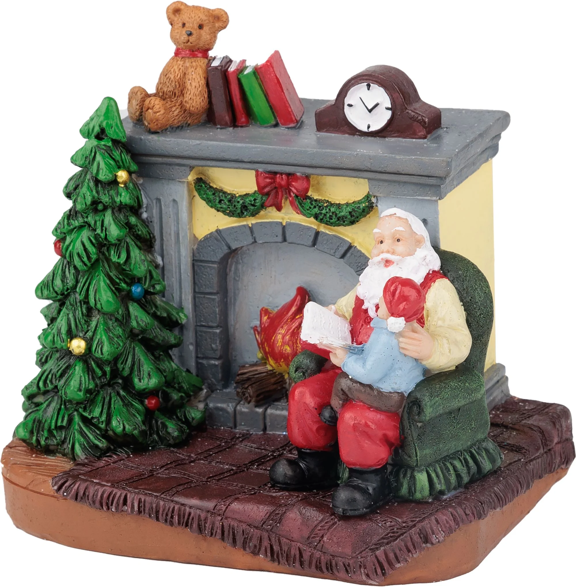 MagicHome vianočný LED Santa s dieťaťom pri krbe, balenie 12 ks Interiér, 10,5x8x9 cm, sellbox