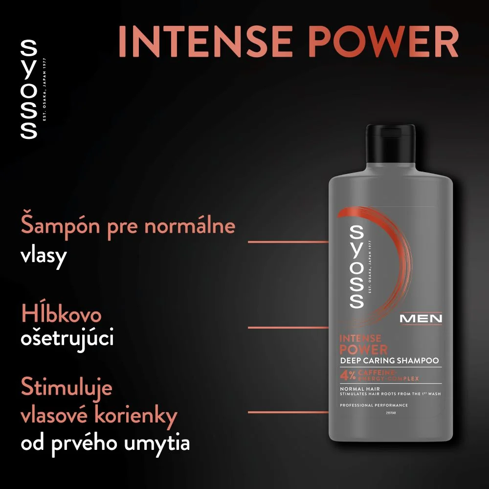 Syoss Men šampón Intense Power pre normálne vlasy 1×440 ml, šampón