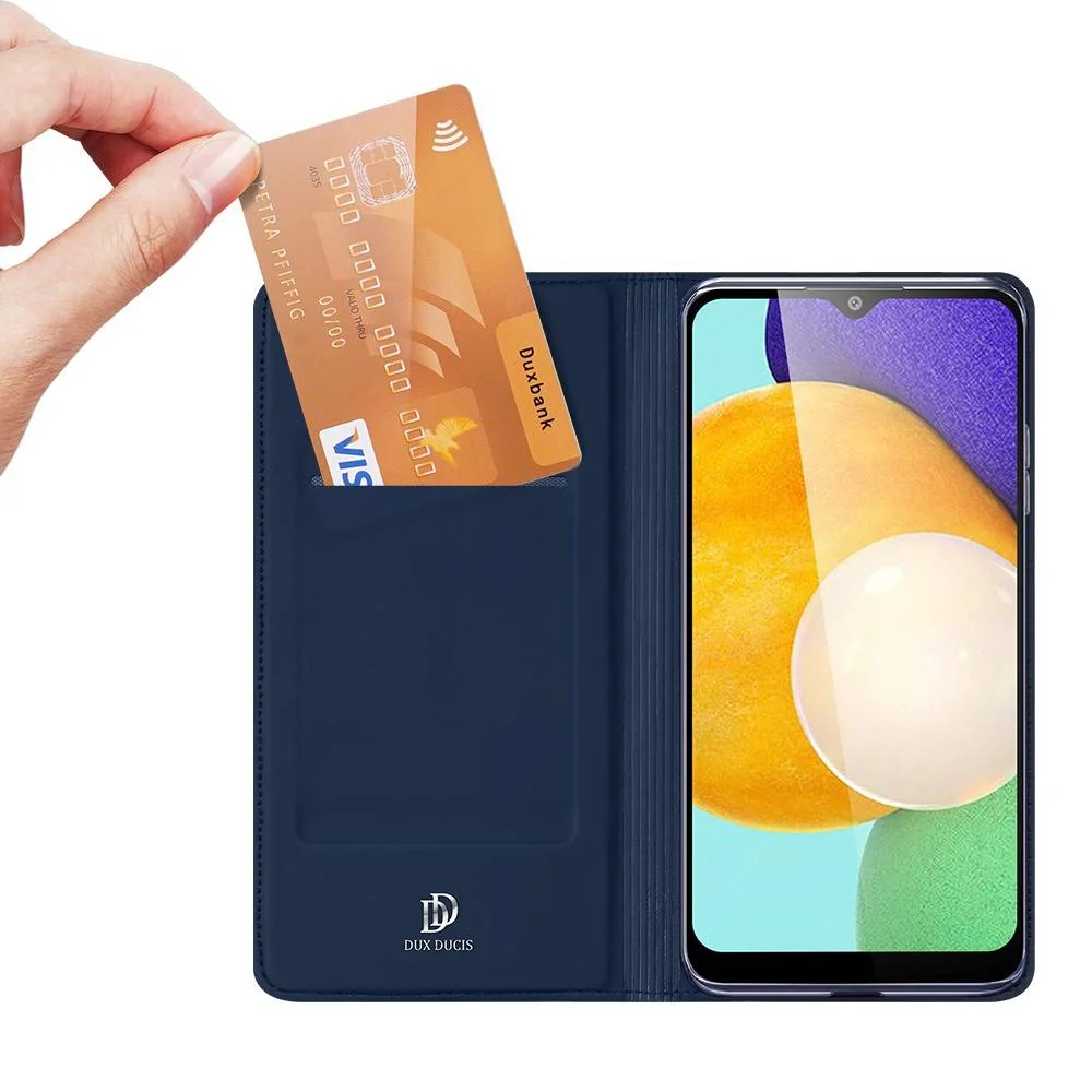 DUX DUCIS Skin Pro knižkové kožené puzdro na Samsung Galaxy A03S, modré é