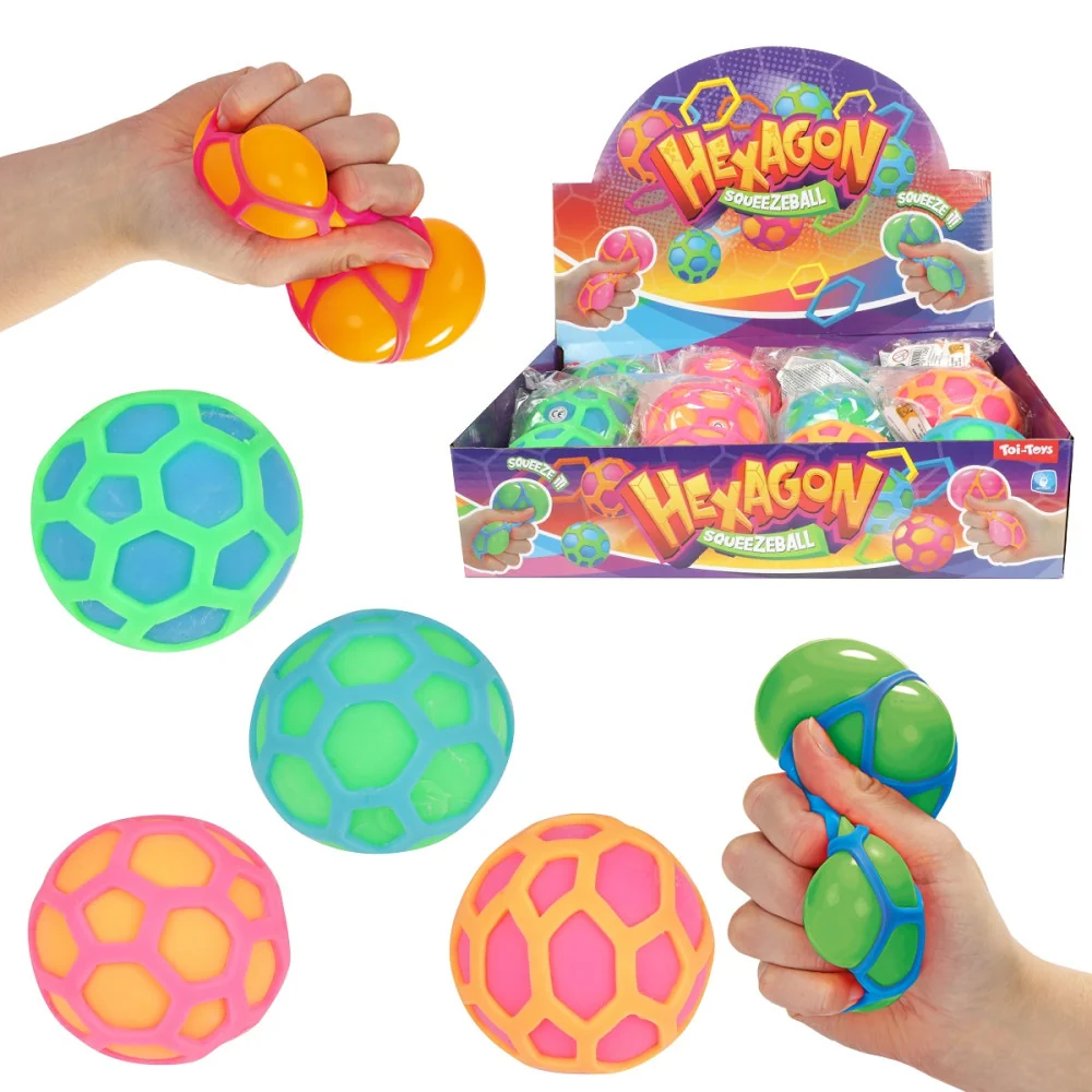 2x Antistres Stláčacia loptička - sieťovaná guľa Hexagon-Toi Toys