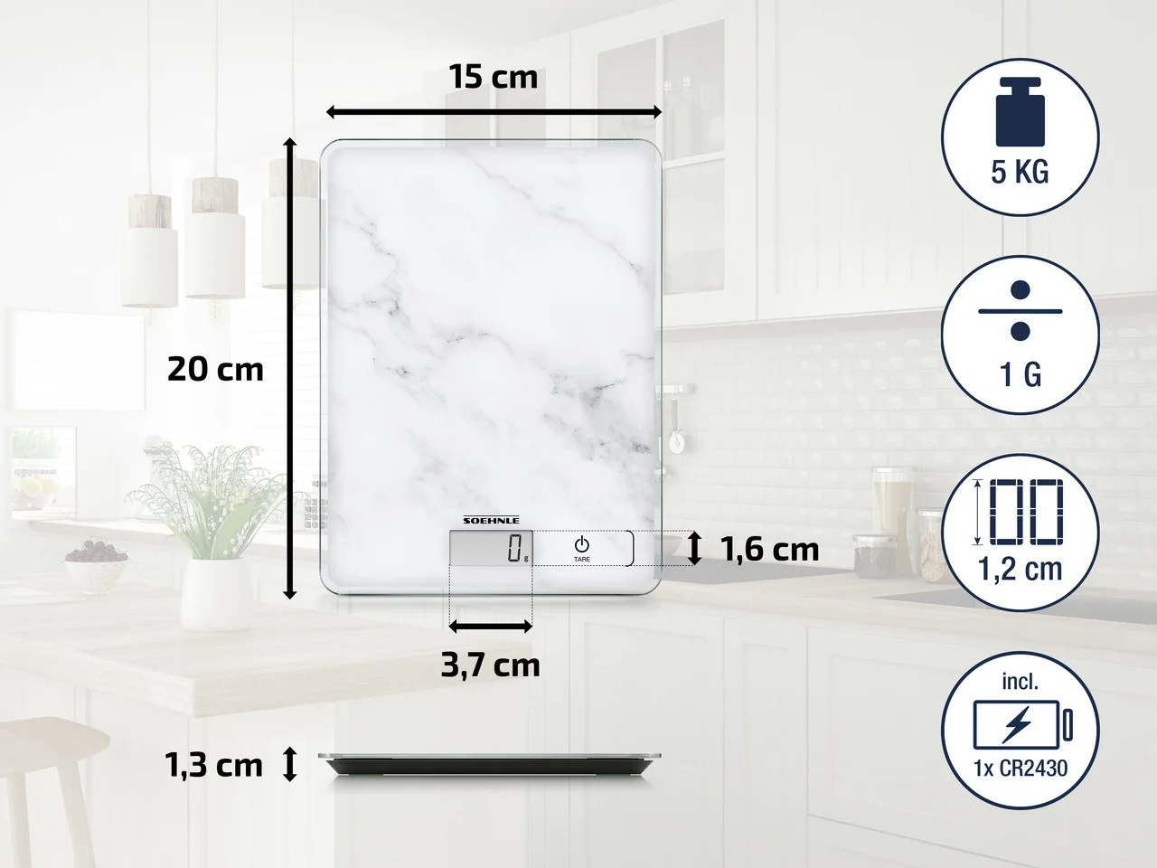 Soehnle Digitálna kuchynská váha Page Compact 300 - motív bridlice 1×1 ks, kuchynská váha