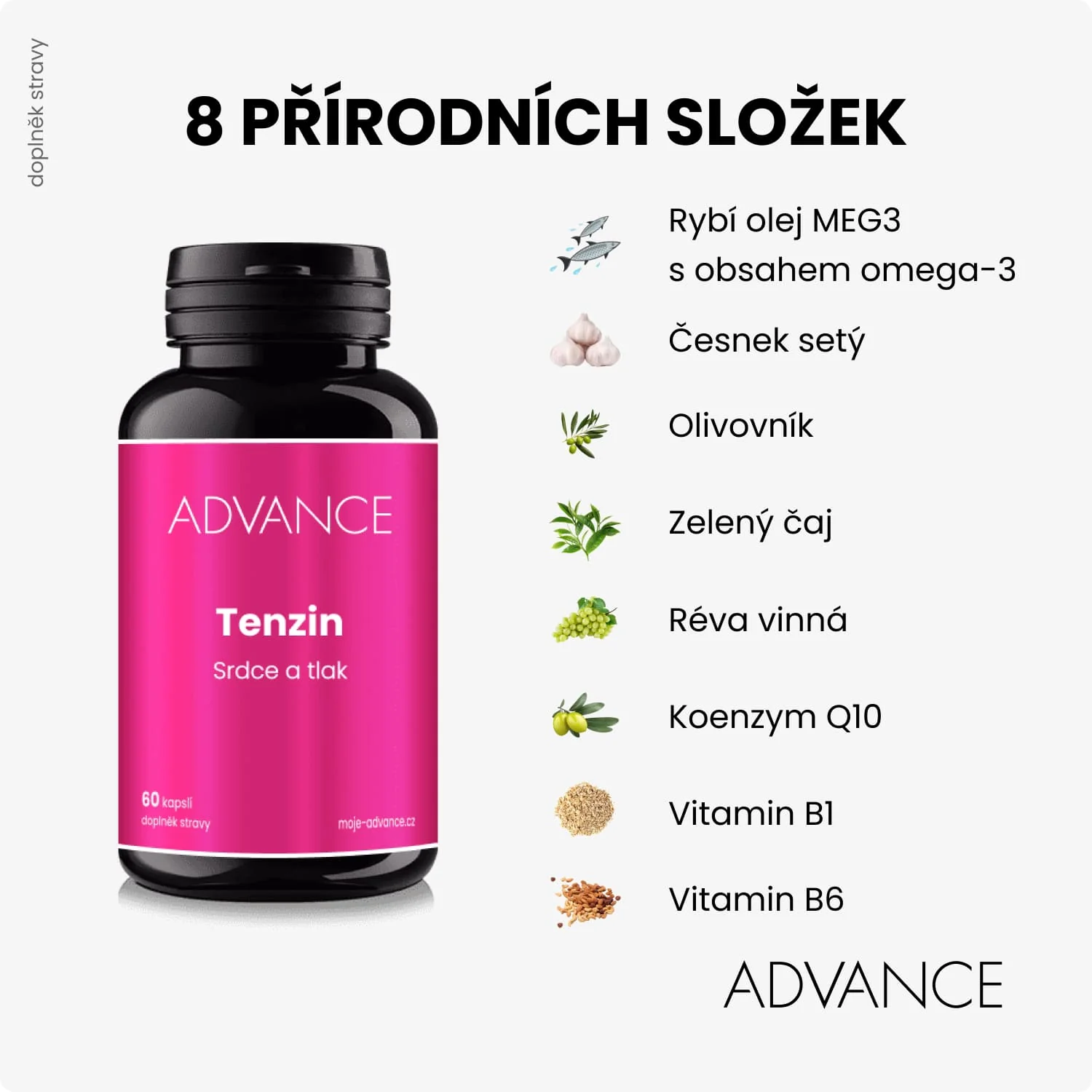 ADVANCE Tenzin 60 kapsúl - srdce a tlak 1×60 cps, výživový doplnok