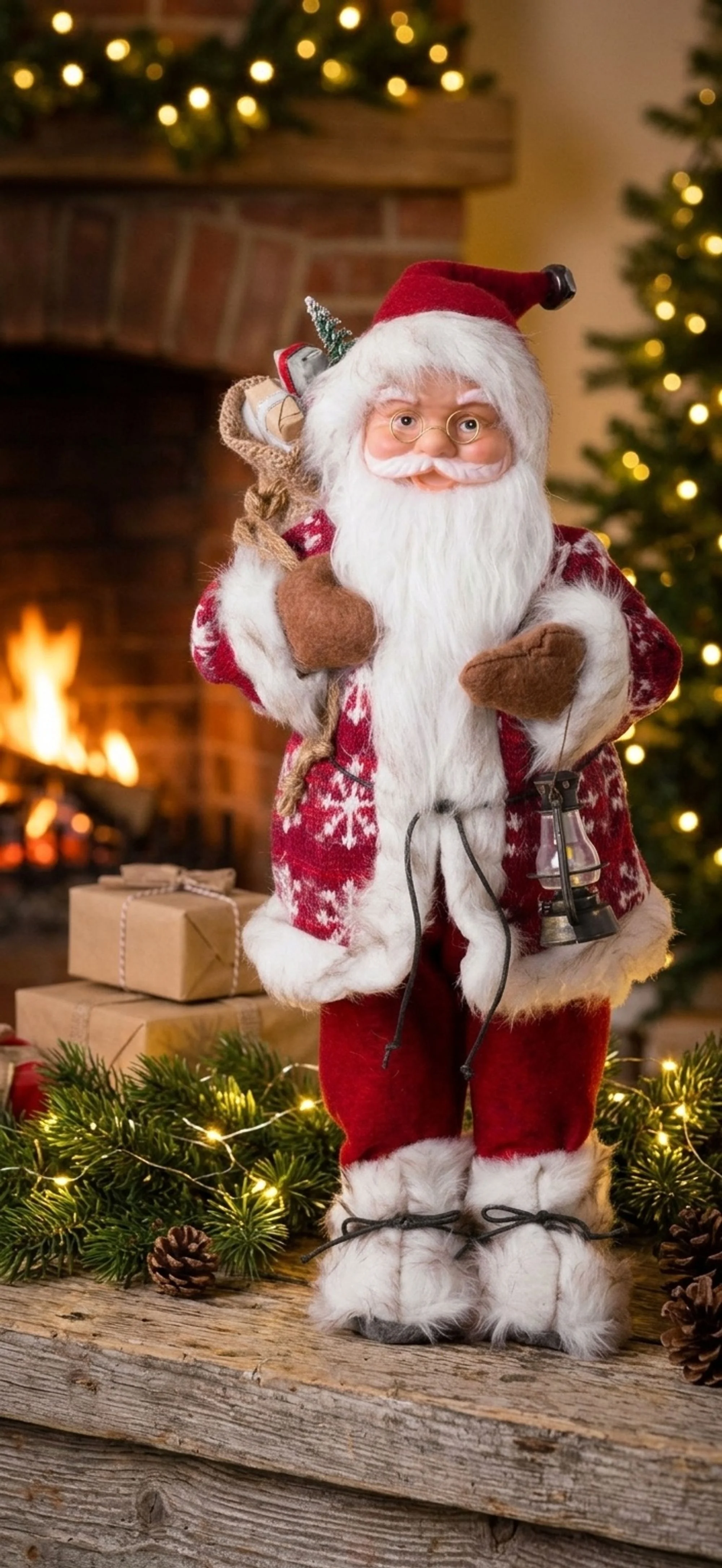MagicHome vianočný Santa, 1 ks Stojaci, červený, 46 cm