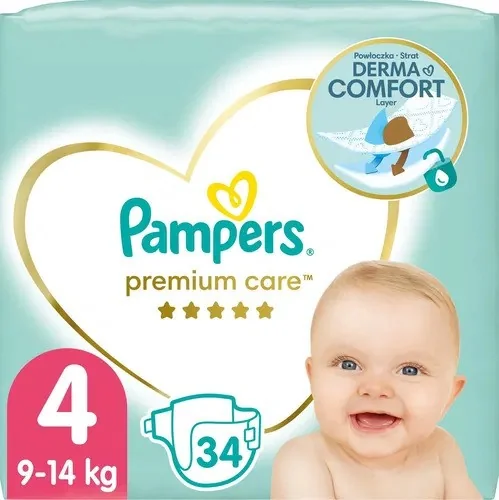 Pampers Premium Care detské plienky, veľkosť 4, 9kg-14kg 34 ks