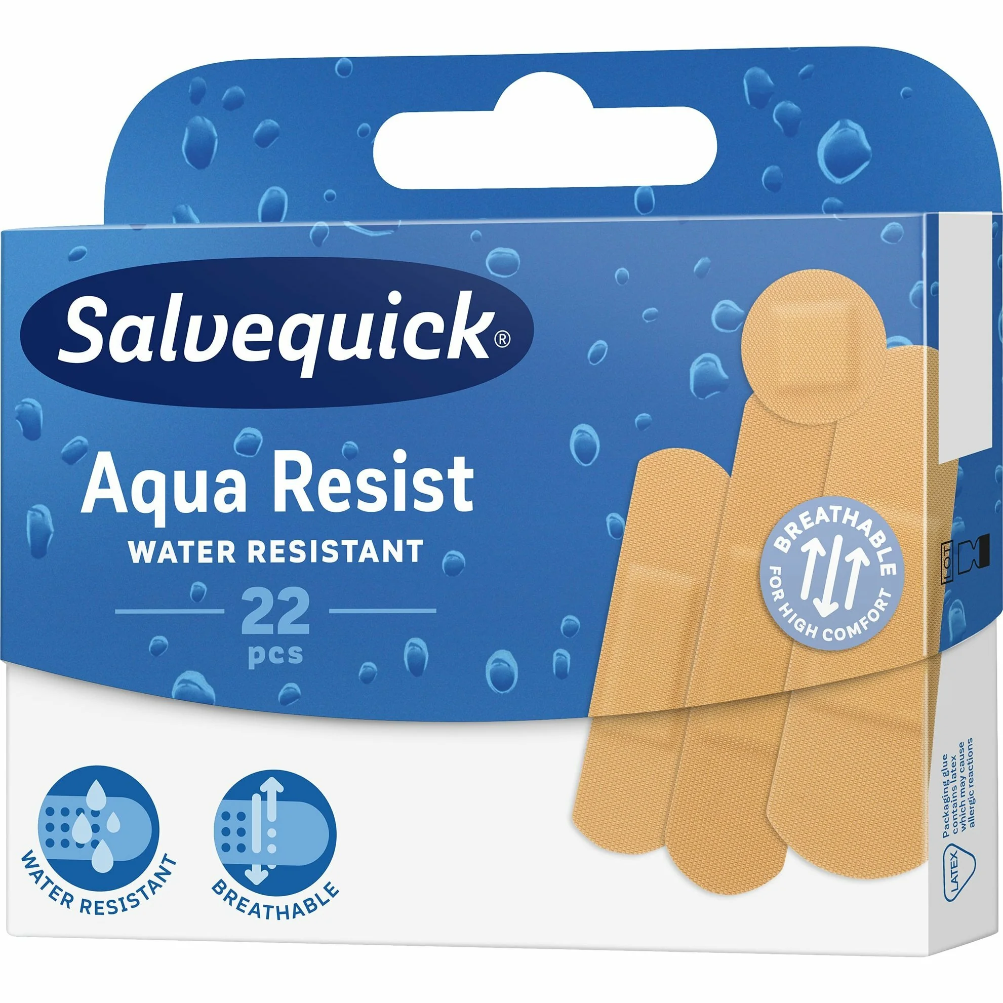Salvequick Aqua Resist vodeodolné náplasti mix veľkostí, 22 ks