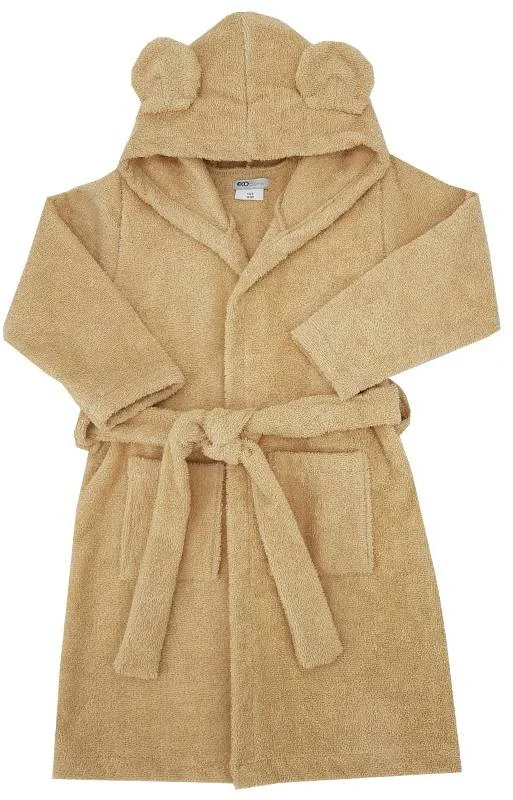 EKO Župan bavlnený s kapucňou a uškami Beige veľ. 80-86 1×1 ks, detský župan