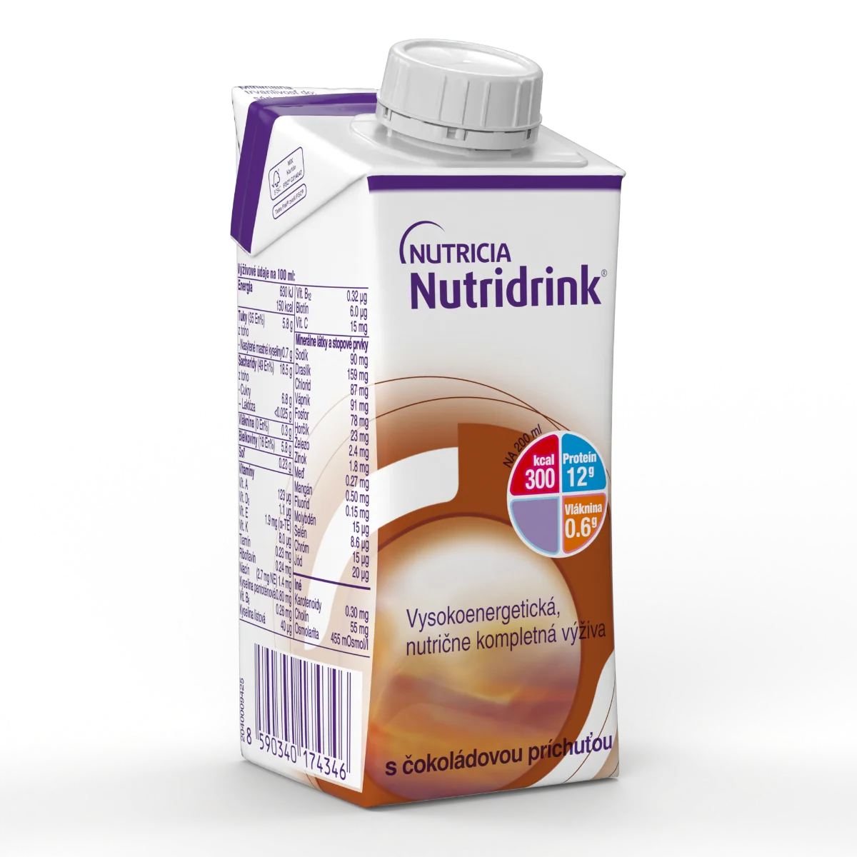 Nutridrink s čokoládovou príchuťou 4x200 ml, nápoj na medicínske účely