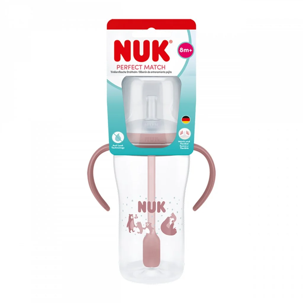 Kojenecká fľaša NUK Perfect Match na učenie so slamkou BEAR 260 ml