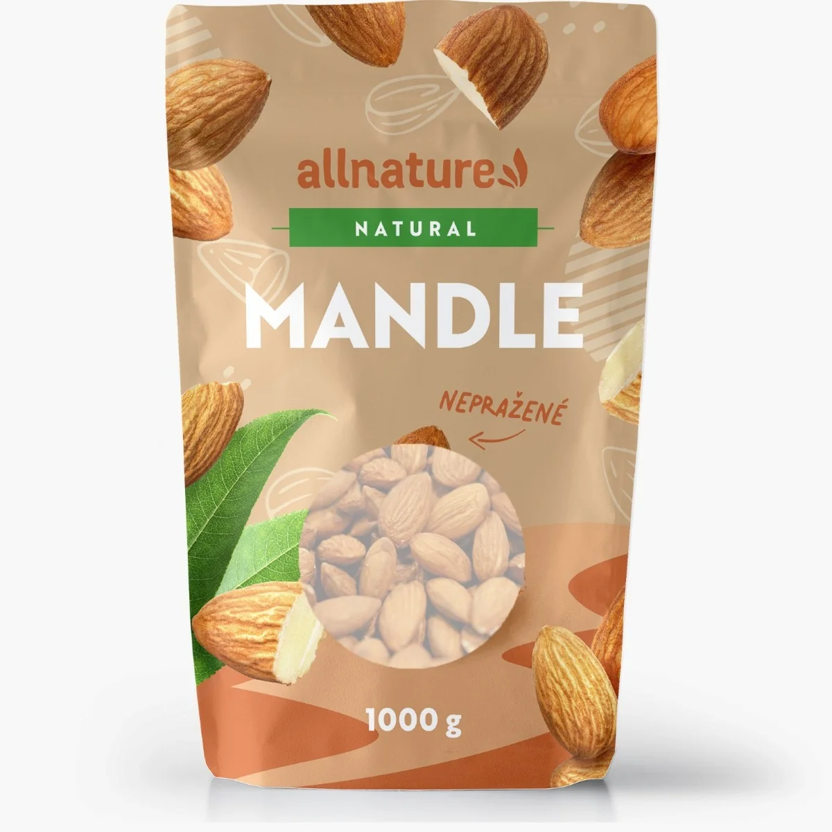 Allnature Mandle jadrá 1×1000 g, mandle