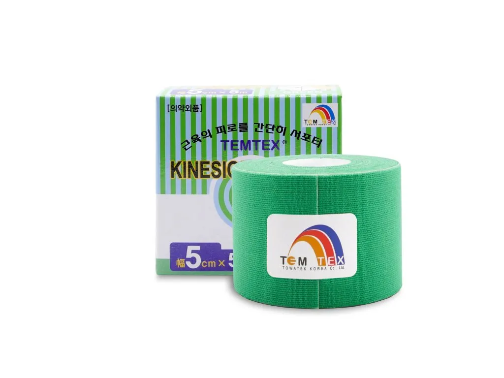 Temtex kinesio tape Classic, zelená tejpovacia páska 5cm x 5m 1×1 ks, tejpovacia páska
