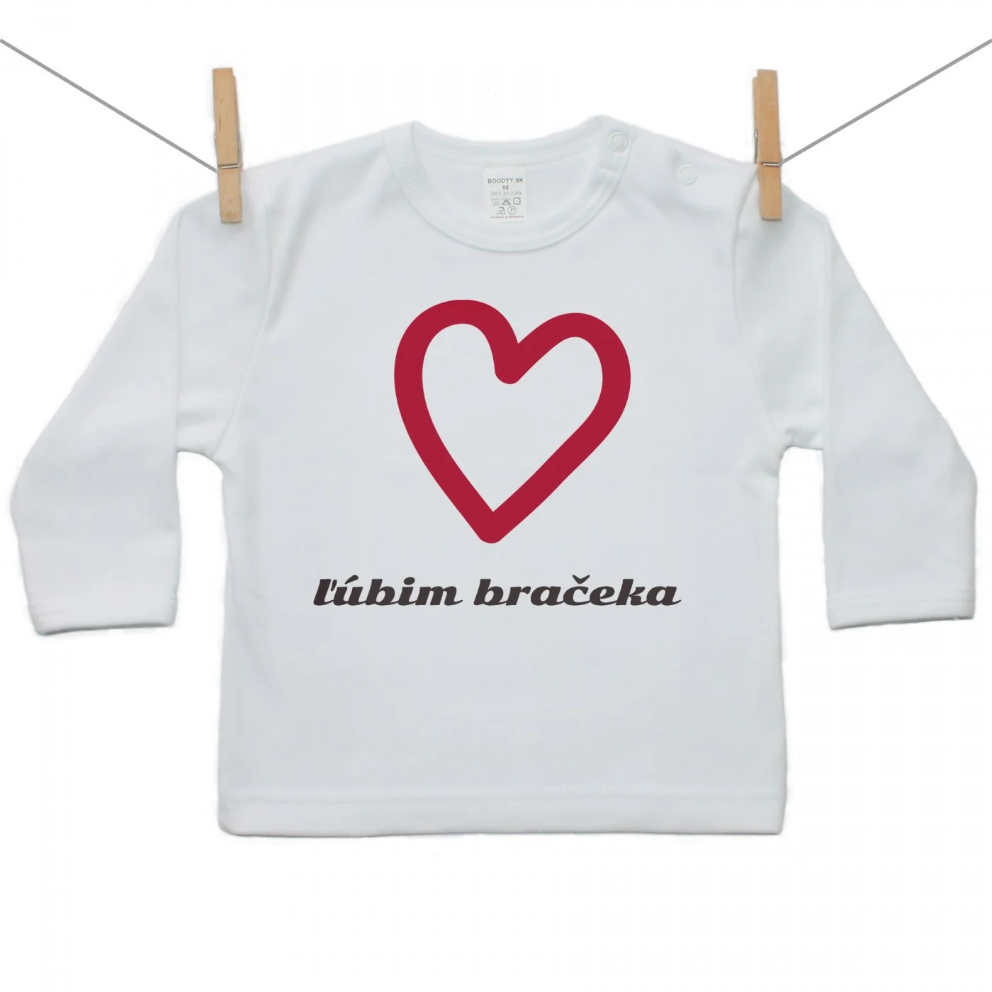 Boodyy Tričko s dlhým rukávom Ľúbim bračeka Veľkosť: 140