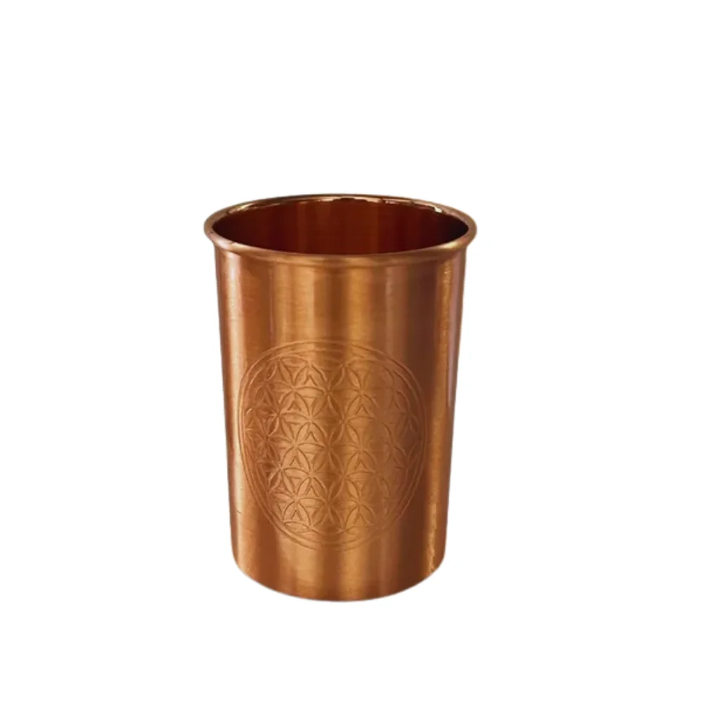 Čistý medený hrnček kvet života matný 300 ml
