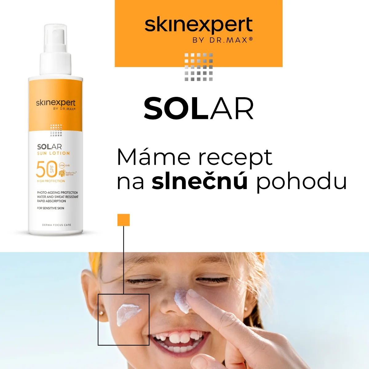 Skinexpert by Dr. Max® SOLAR SPF 50+ Kids Sun Cream 1×100 ml, krém na opaľovanie s ochranným faktorom SPF 50+ pre deti