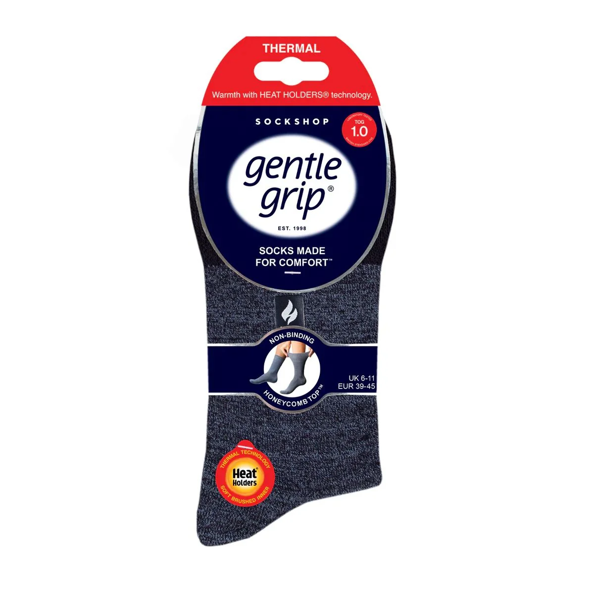 Gentle Grip & Heat Holders pánske teplé ponožky 39-45 s voľným lemom Modré