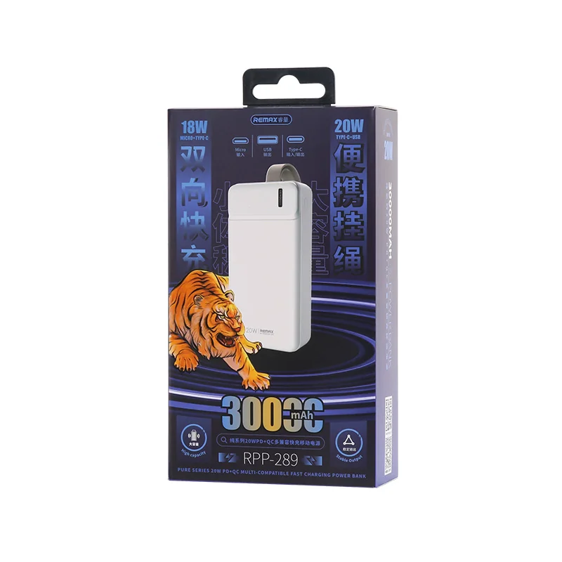 Remax RPP-289 Power Bank 30000mAh USB / USB-C 20W, modrá