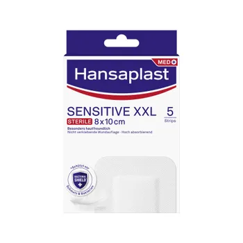 Hansaplast Sensitive XXL Náplasť 1×5 ks, náplasti pre citlivú pokožku na prekrytie a ochranu stredných až väčších rán po menšom chirurgickom zákroku
