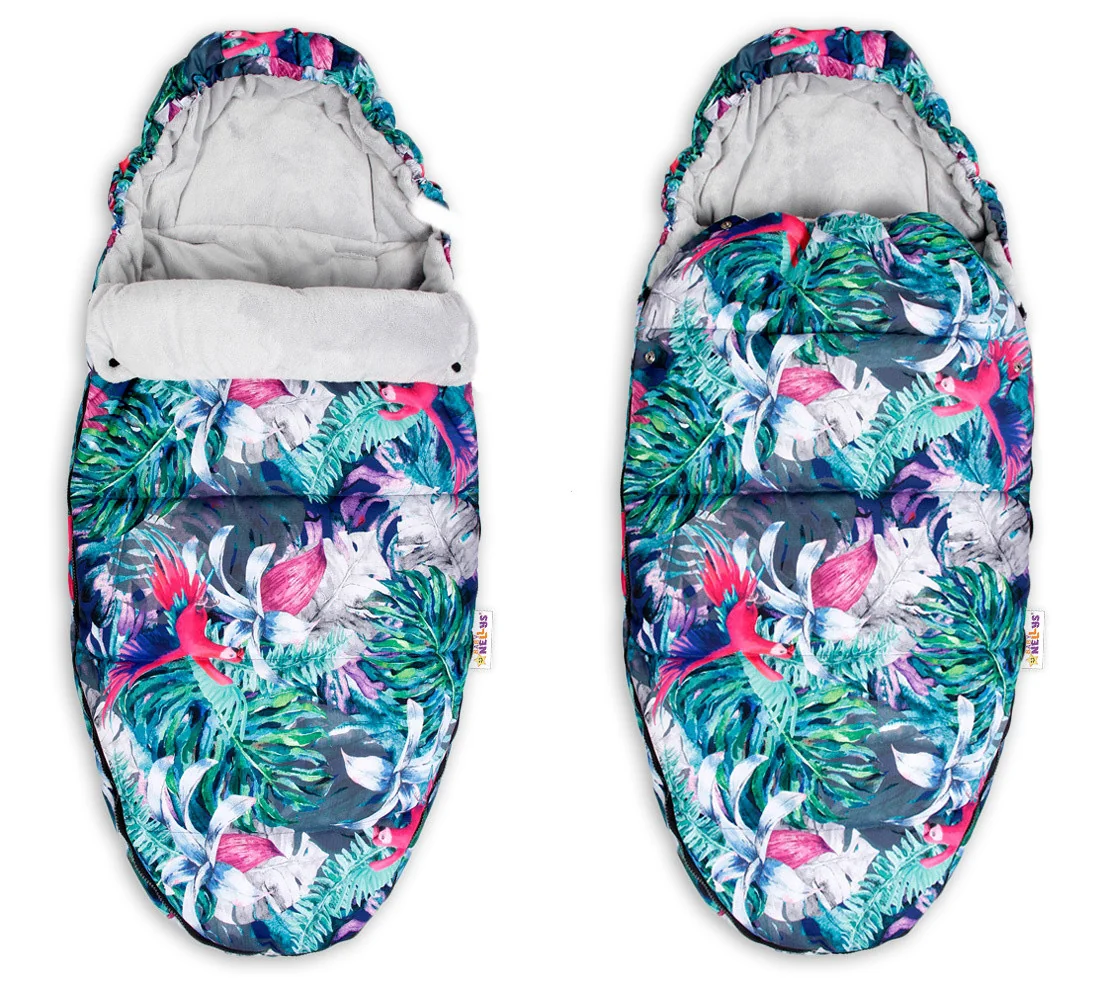 Baby Nellys Fusak maxi s Minky 105x50cm - Flowers, sivý 
