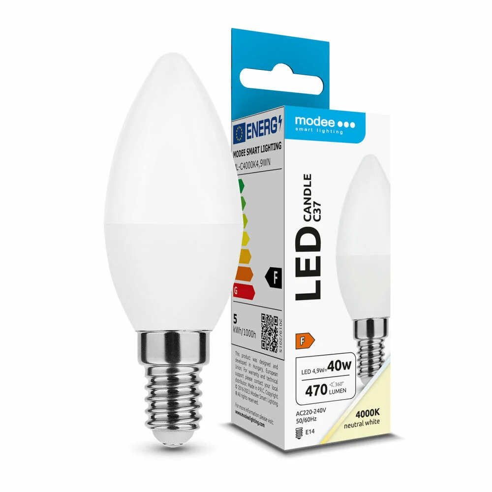 Modee LED žiarovka Candle C37 4,9W E14 470 lm, neutrálna biela (ML-C4000K4,9WN)