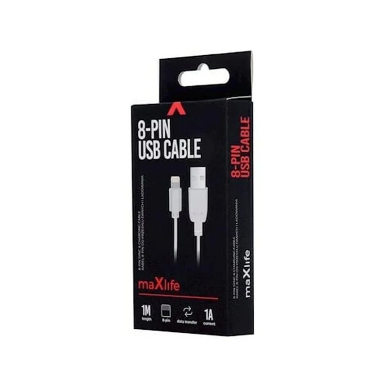 Maxlife Nabíjací kábel 8-PIN iPhone / iPad / iPod Fast Charge 2A 1m, biely