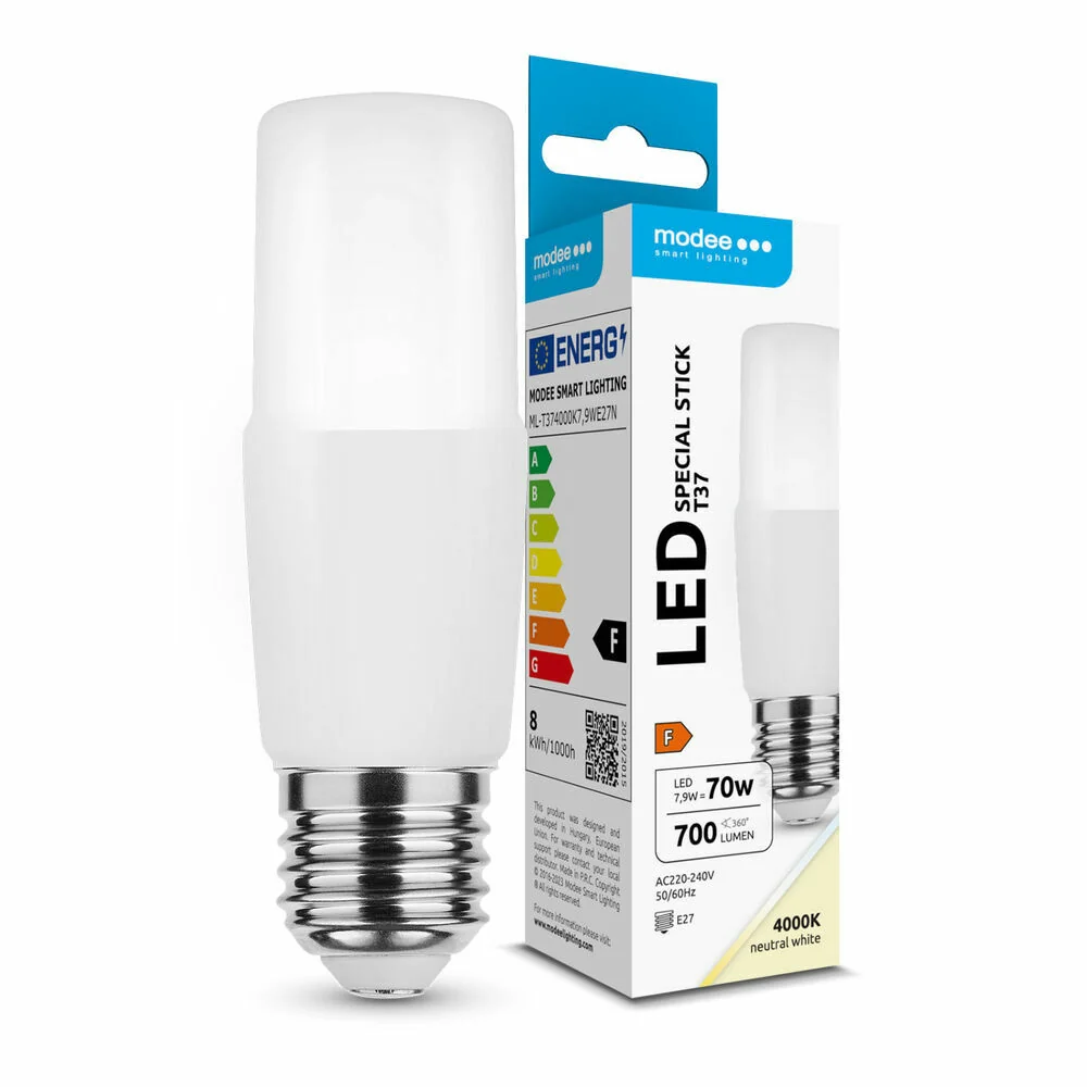 ML-T374000K7,9WE27N Modee Lighting LED Special Stick T37 7,9W E27 4000K (700 lumen) ERP