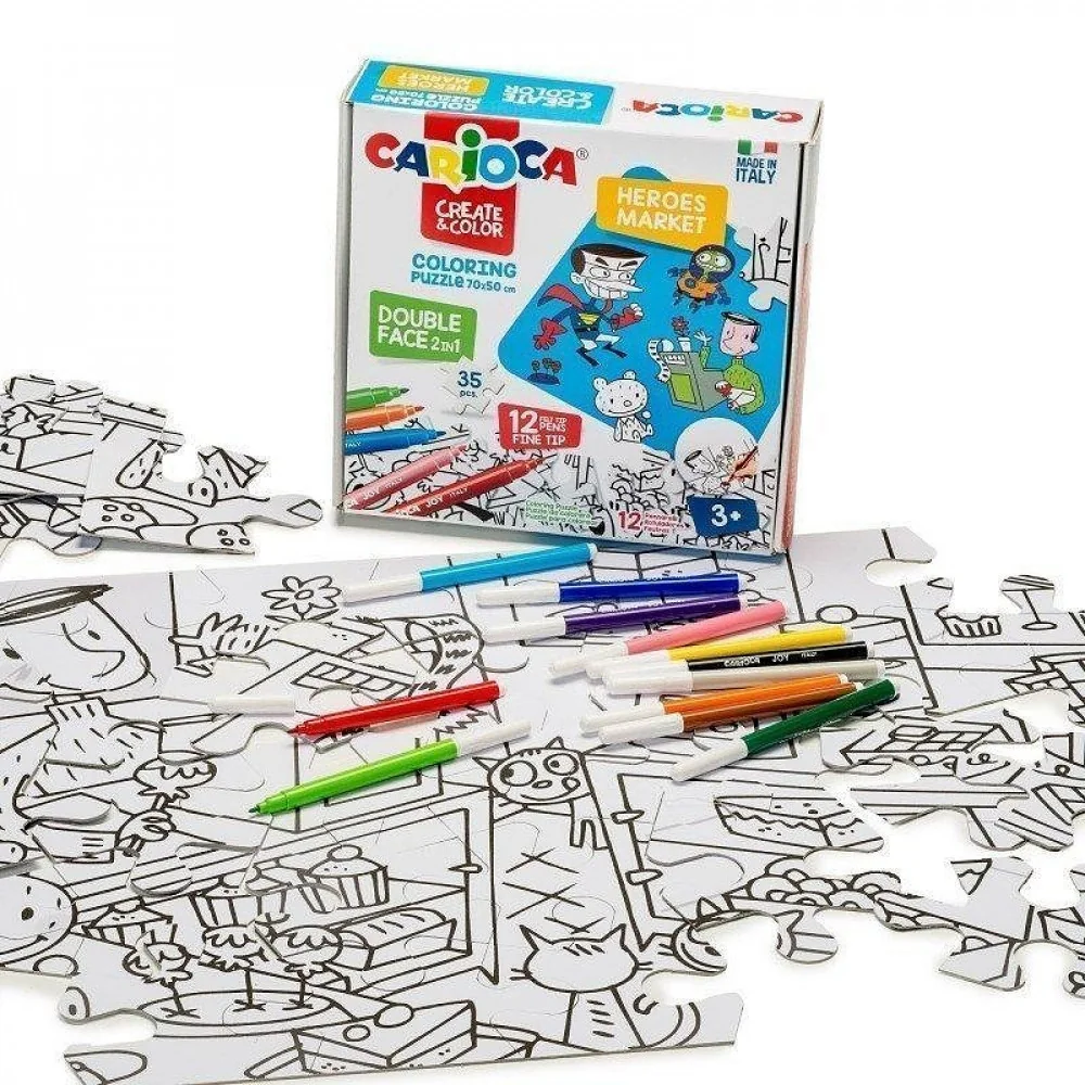 Vyfarbovacie puzzle CARIOCA 35 ks Superhrdinovia a obchod-CARIOCA