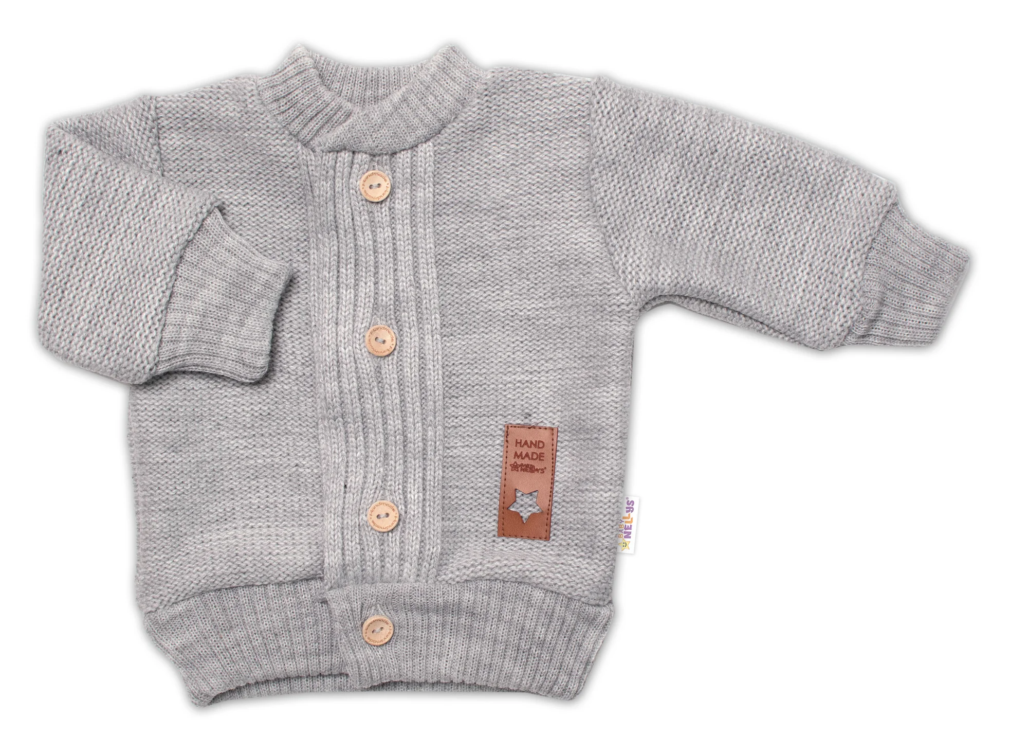 5-dielna pletená sada Baby Nellys, Boy, body, nohavice, sveter, čiapka, motýlik - šedá,68