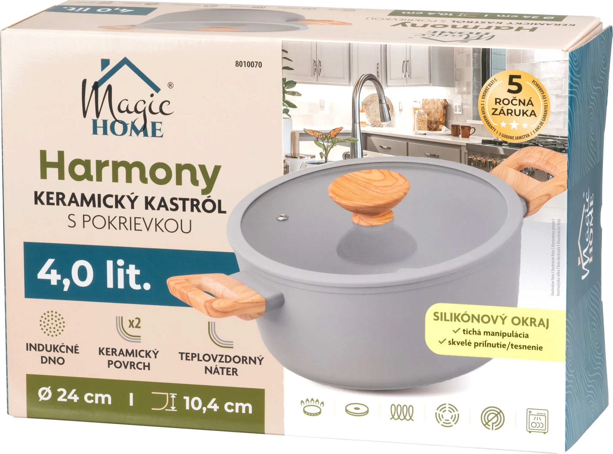 MagicHome kastról Harmony, 1 ks So sklenenou pokrievkou, 24 cm