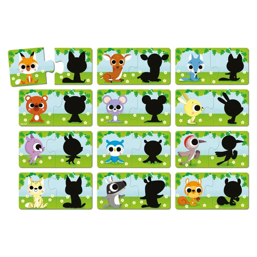 Janod Duonimo Puzzle Nájdi tiene zvieratká 24 ks