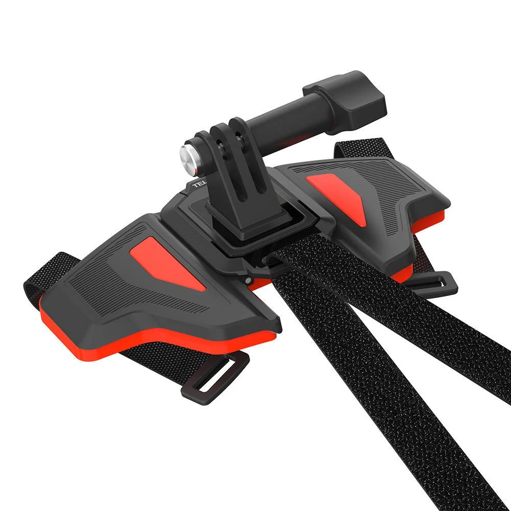 Telesin Helmet Strap držiak na prilbu pre športové kamery, čierny/červený ený