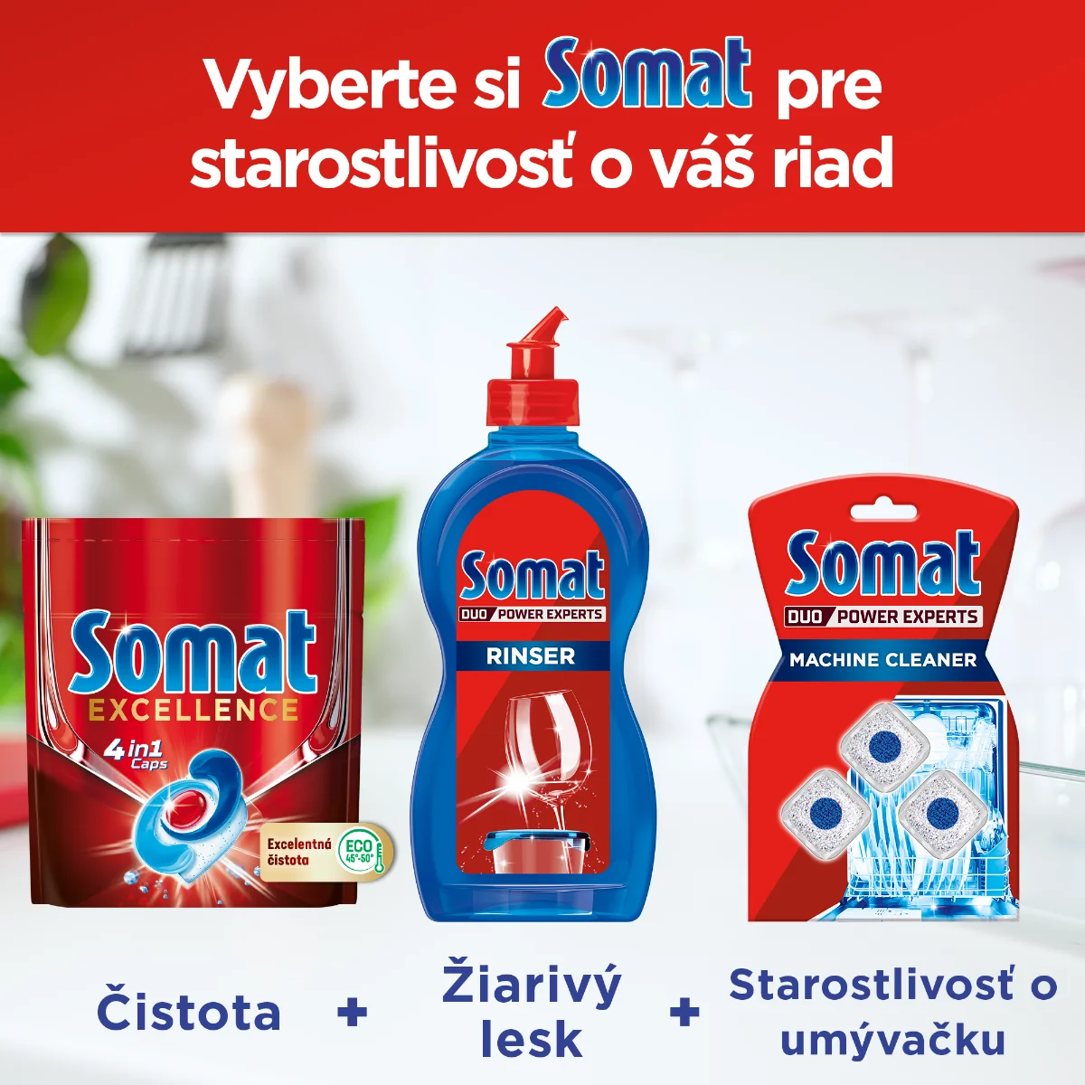 Somat Excellence kapsuly do umývačky riadu 50 ks 1×50 ks, kapsuly do umývačky