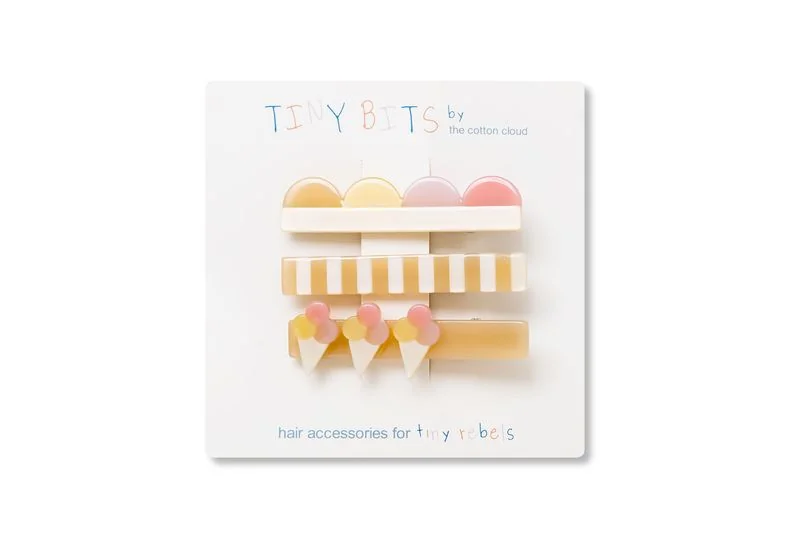 THE COTTON CLOUD Set 3 sponiek do vlasov Ice Cream 1×3 ks, sponky do vlasov