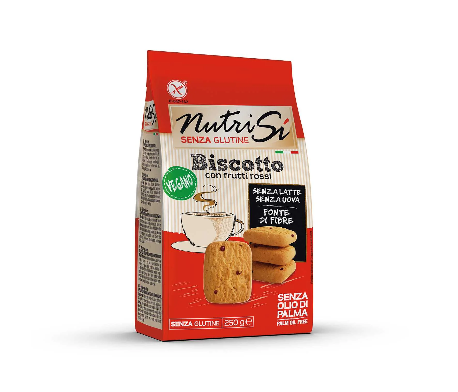 Nutrifree Nutri Sí  Novellino Vegano  sušienky   s červeným ovocím 1×250g