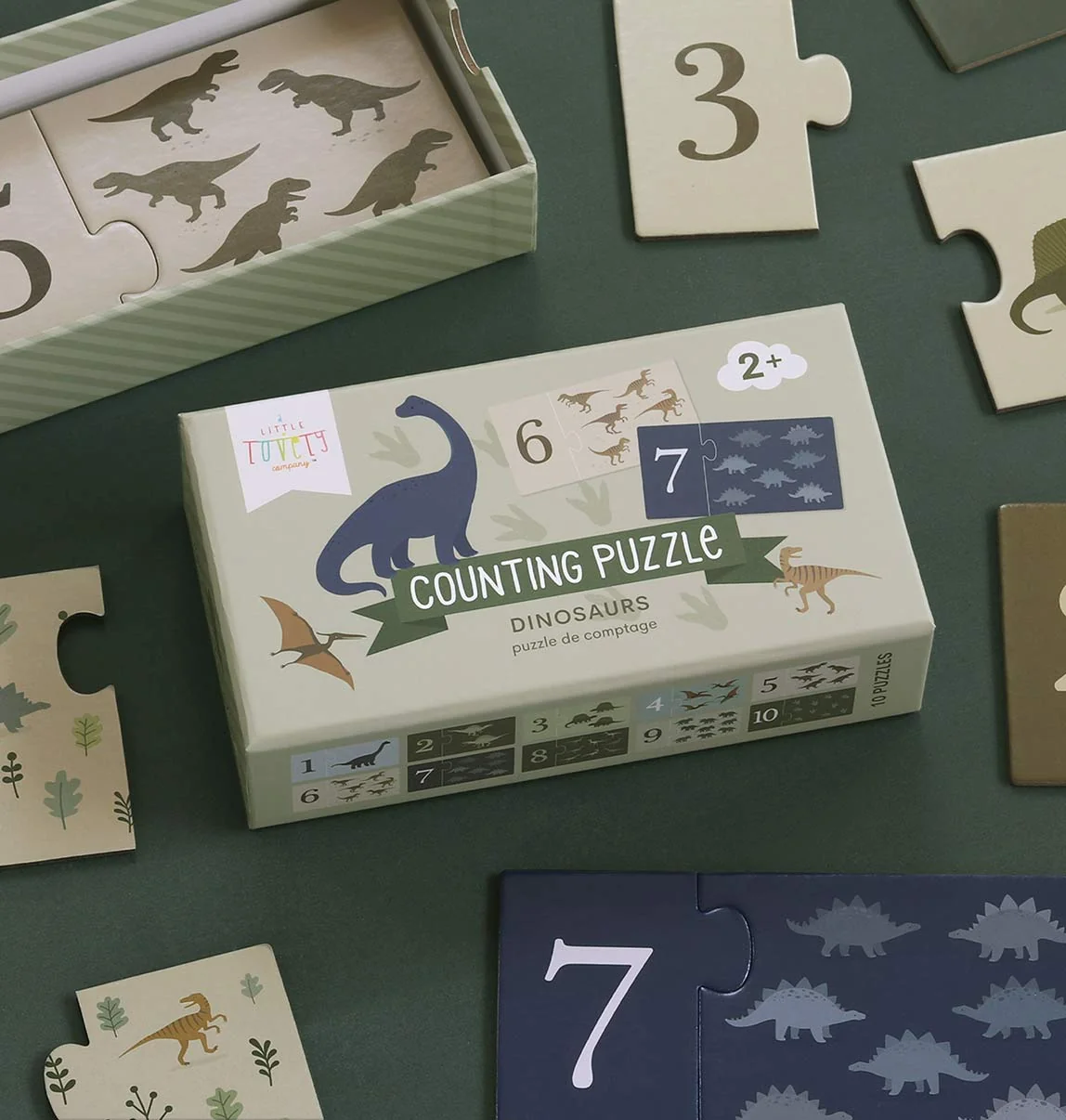A Little Lovely Company - priradzovacie puzzle – počítanie s dinosaurami
