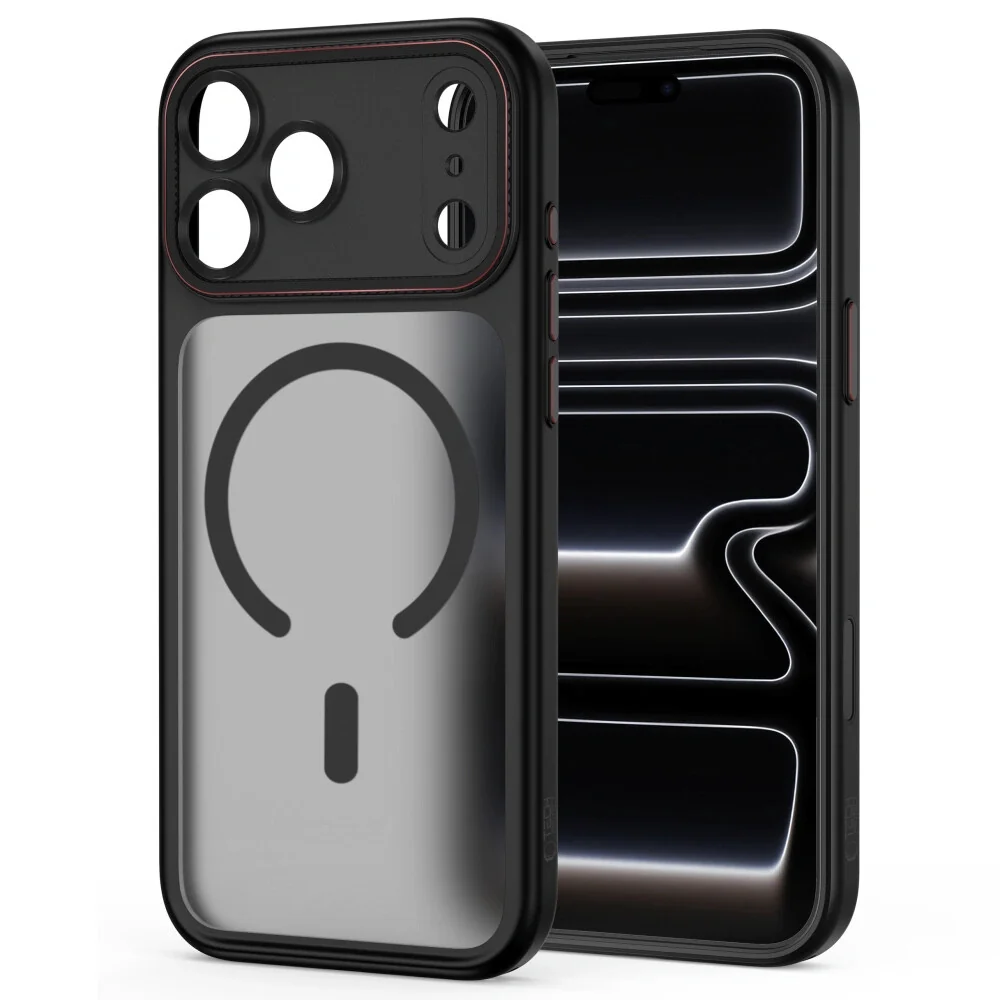 Tech-Protect MagCam MagSafe kryt na iPhone 17 Pro Max / 18 Pro Max, čierny / červený