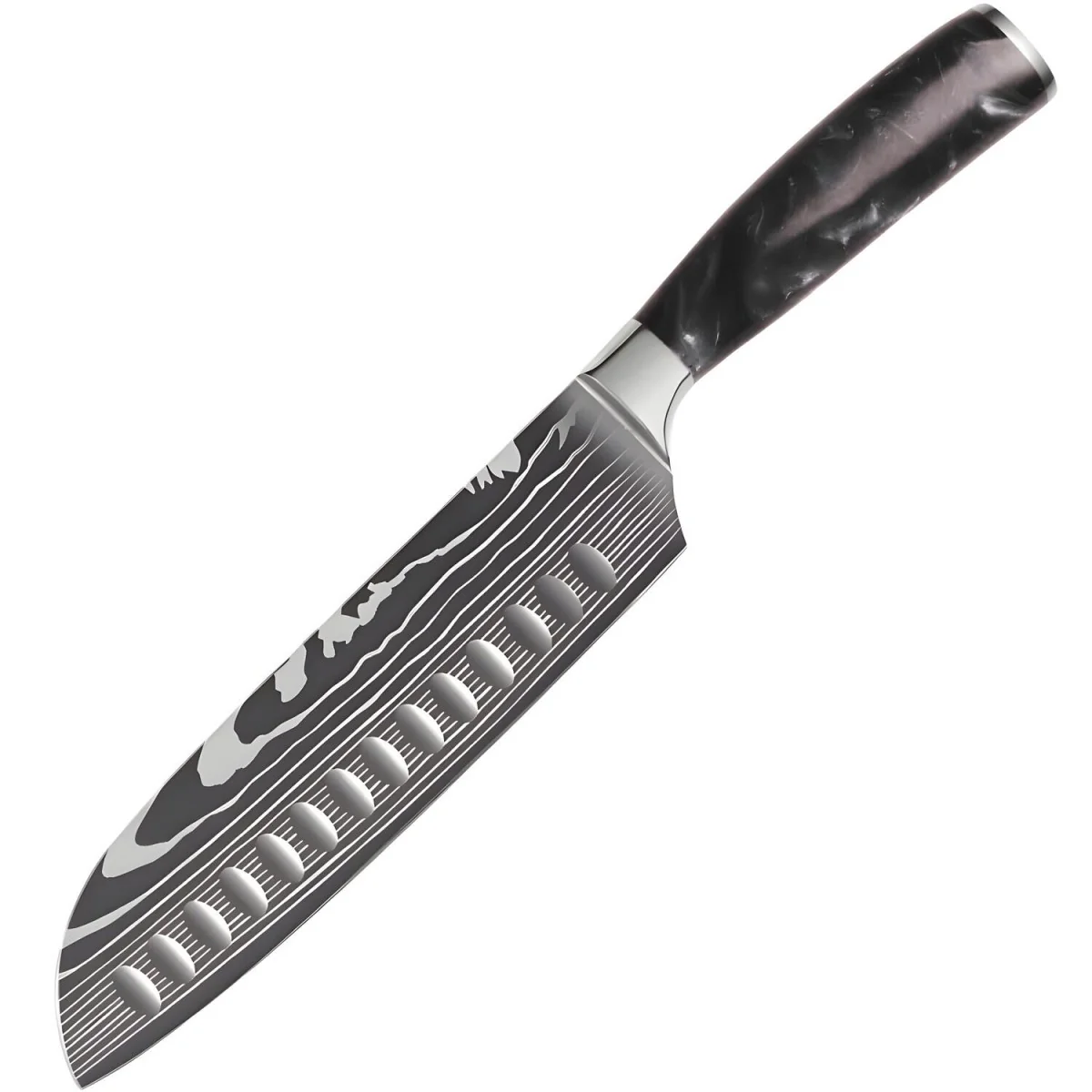 Kuchynský nôž Santoku z uhlíkovej ocele 1 ks, čierna