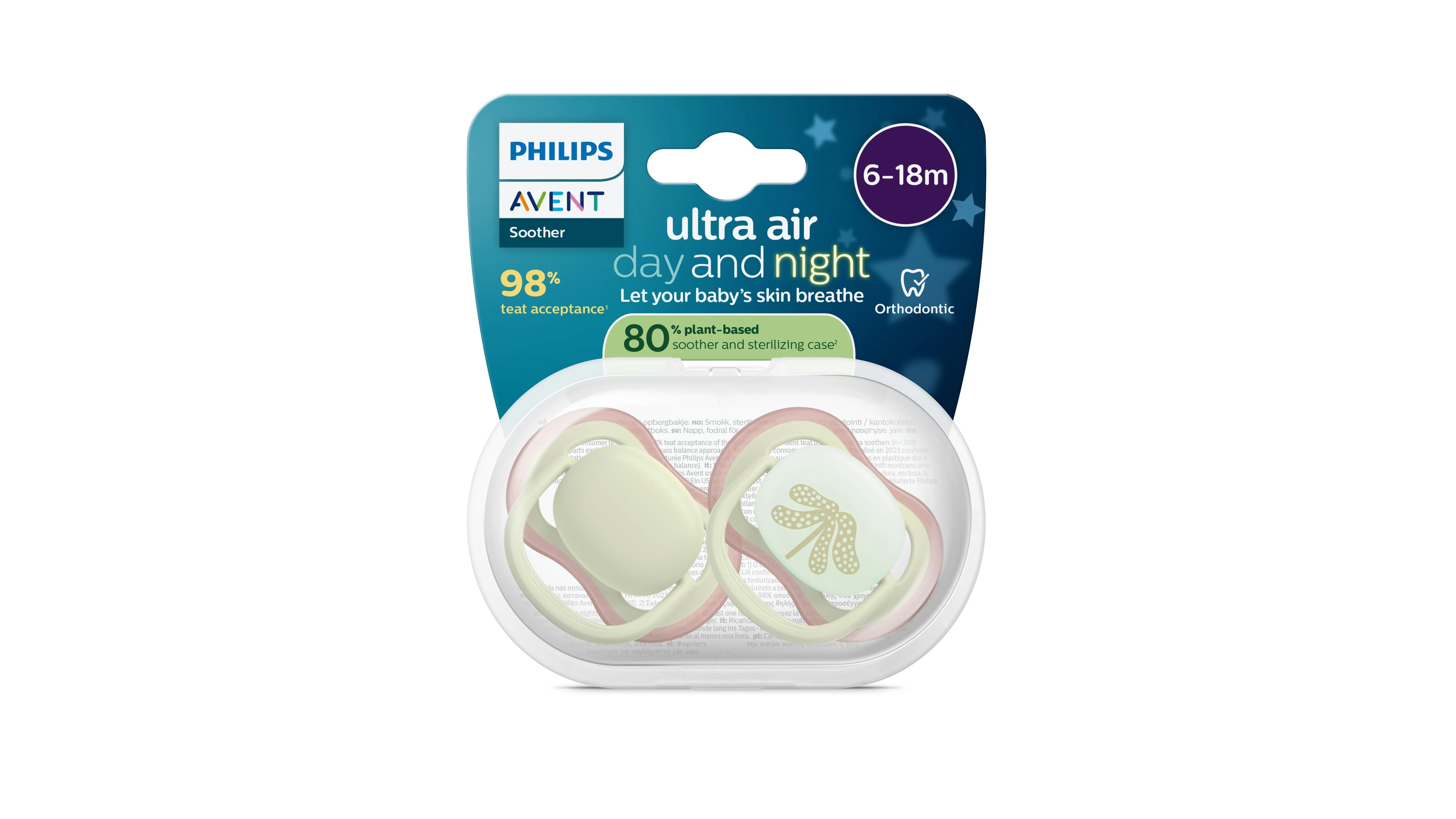 Philips AVENT - Cumlík Ultra air s obrázkom SCF087/18, denný a nočný 6-18 m, neutral 2 ks