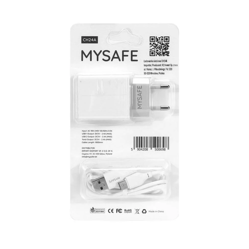 Nabíjačka MySafe Ch24A - 1m - Biela
