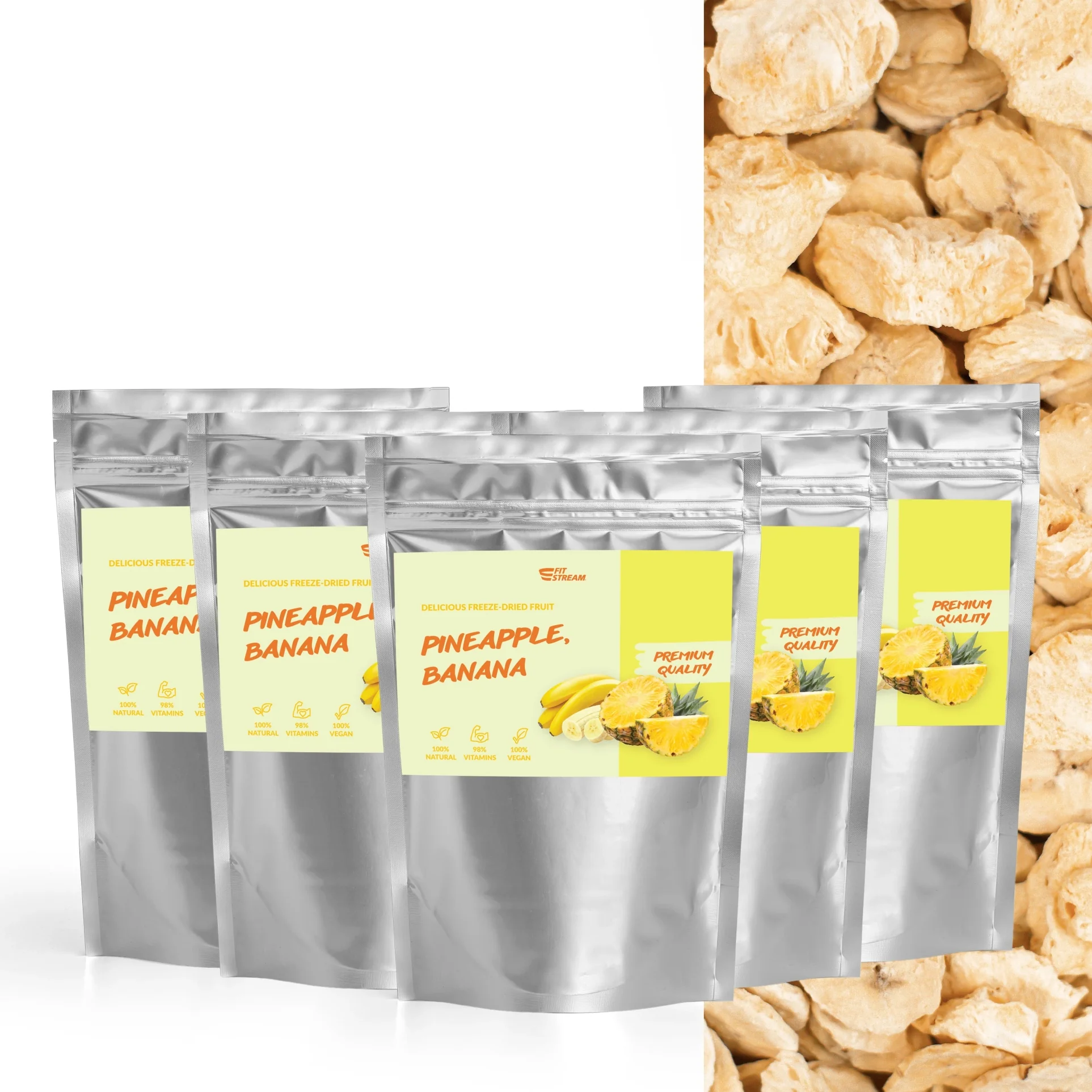FitStream lyofilizované ovocie - Ananás a banán (5x20g)