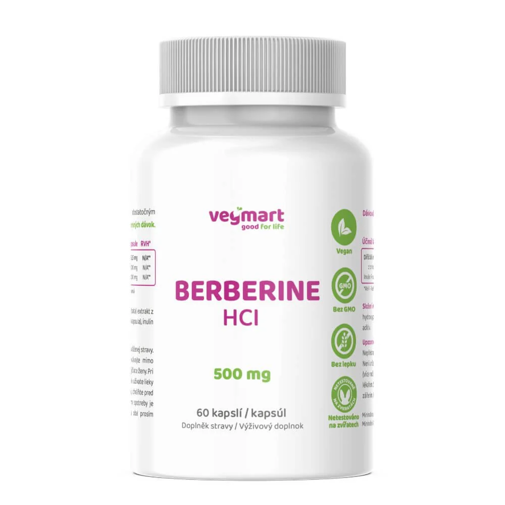 Vegmart Berberín HCl 500 mg, 60 kapsúl 