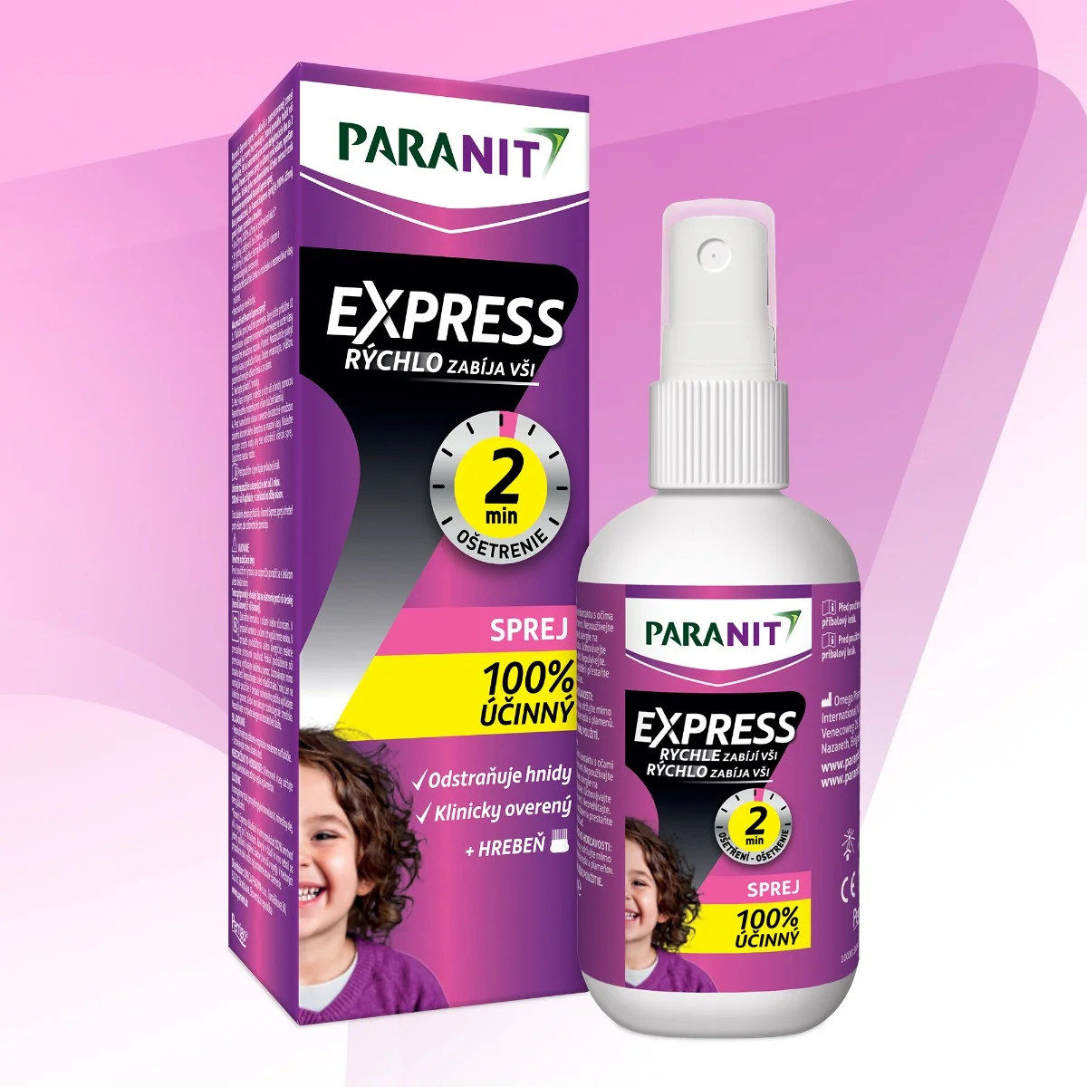PARANIT EXPRESS SPREJ + hrebeň 1×95 ml, prípravok proti všiam