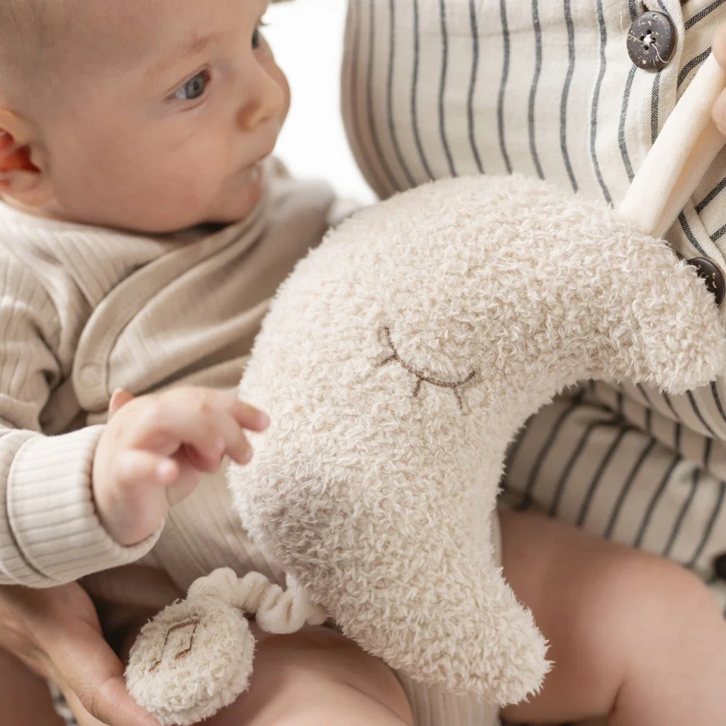 Hračka hudobná Teddy mesiačik 25 cm, 0m+