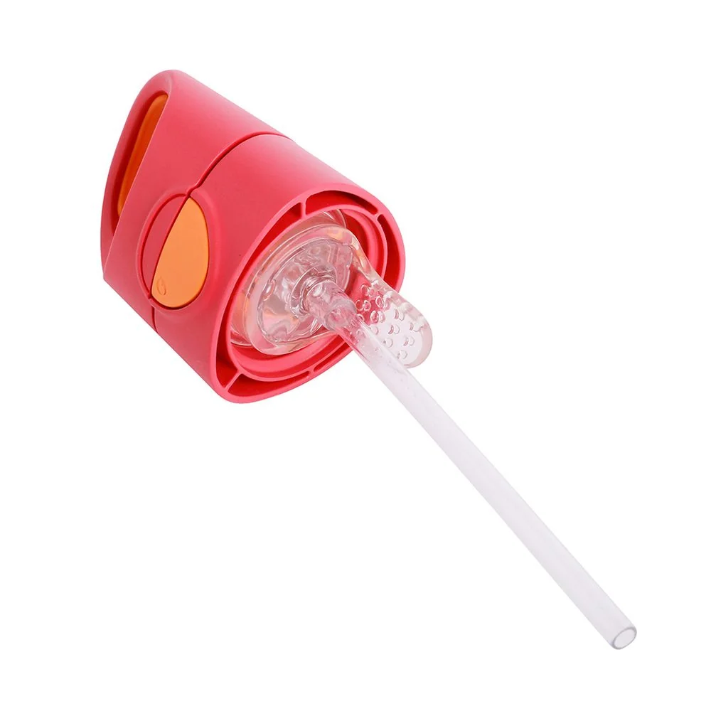 Fľaša na pitie so slamkou 450 ml ružová/oranžová