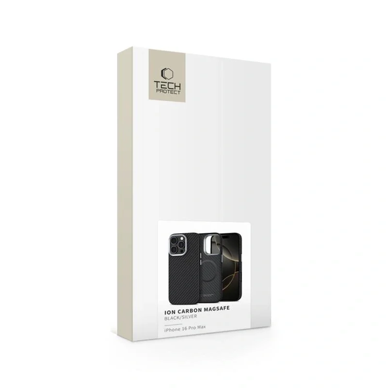 Tech-Protect Ion Carbon MagSafe kryt na iPhone 16 Pro Max, čierny/strieborný eborný