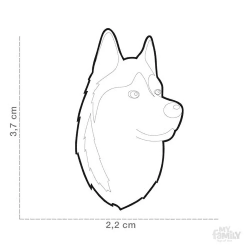 MF GREY AND WHITE SIBERIAN HUSKY 3,7x2,2 cm gravírovateľný prívesok