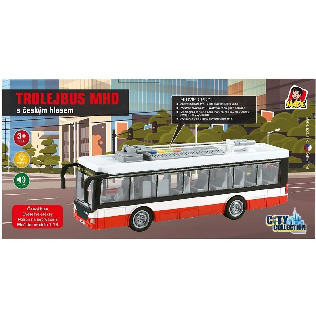 MADE - Trolejbus, hovorí česky a svieti, 28 cm