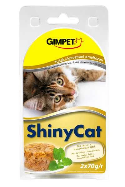 Shiny Cat konzerva Tuniak+Krv+Maltoza 2×70g 2×70g